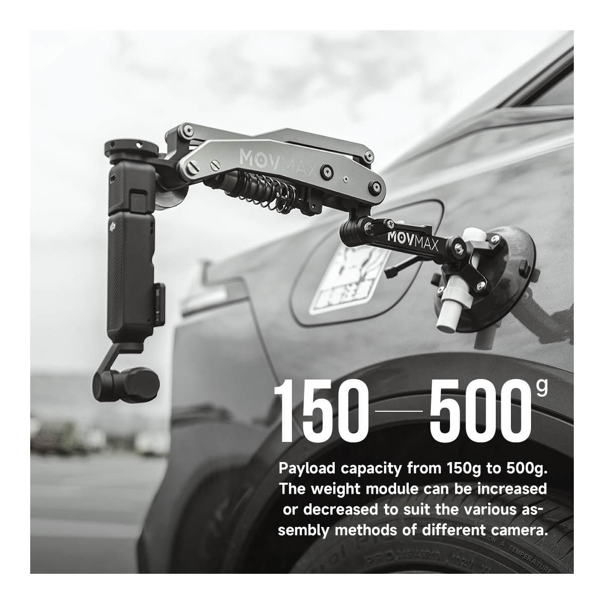 Stabilizzatore a ventosa MOVMAX BLADE ARM for DJI Pocket & Action Cameras da 150gr a 500gr