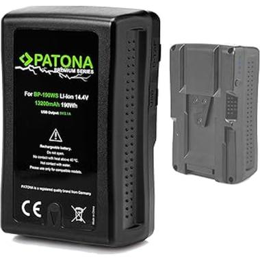 Batteria patona platinum v-mount bp-u100 per sony pmw-ex1 ex3 f3 f3k f3l fx5 fx7 fx9 pmw-150 mit 2x d-tap