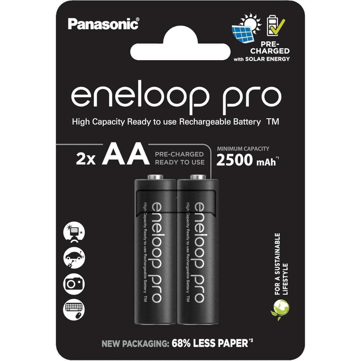 Batteria panasonic eneloop pro pila stilo 2500mah aa 2pz