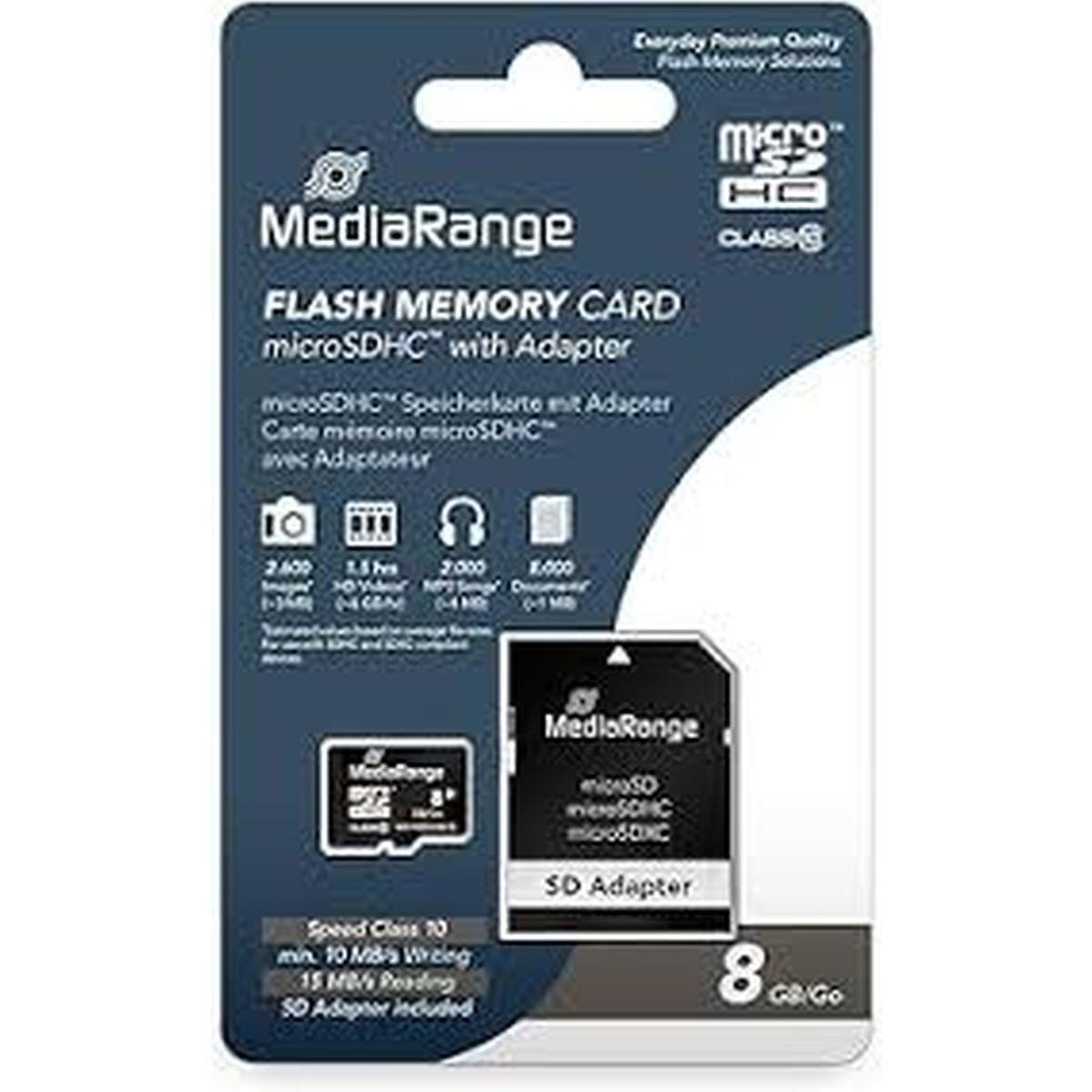 Card mediarange scheda micro sd hc 8gb classe 10 mr957