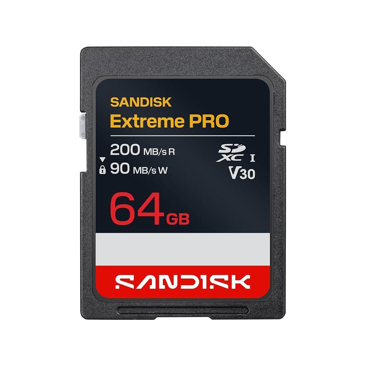 Card Sandisk Sd Xc 64gb Extreme Pro (u3, UHD 4K, 200 mb/S R 90 mb/S W)