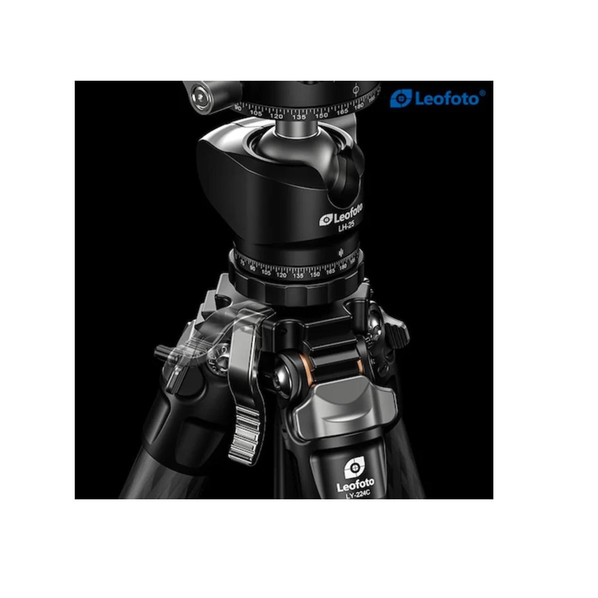 Leofoto Treppiede in Carbonio LY-224C + LH-25R+BORSA-Garanzia 10 Anni