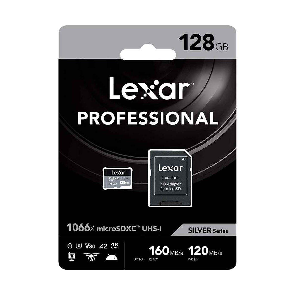 Card Lexar Micro Sdxc 128gb v30 160MB/S CLASSE 10 A2 + ADATTATORE
