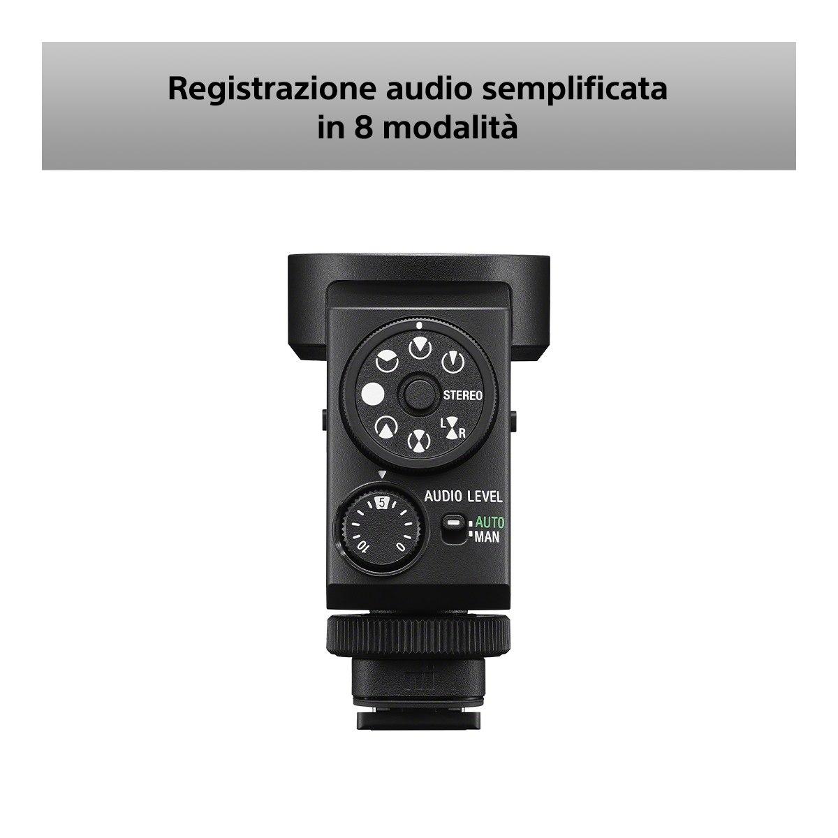 Microfono shotgun wireless a 4 capsule con 8 modalità di registrazione