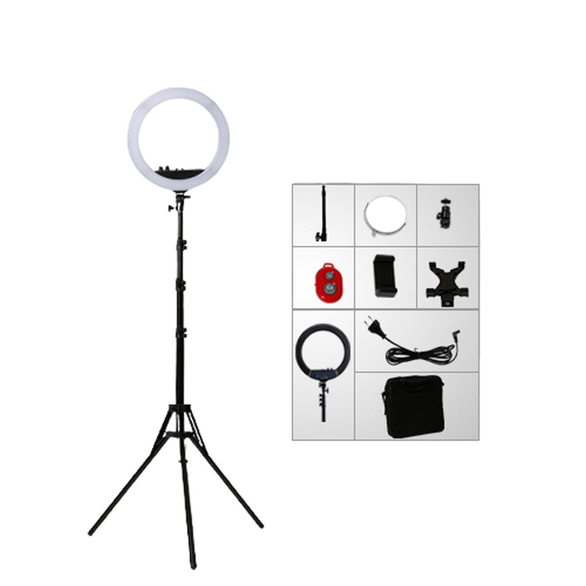 Illuminatore asaky rl-18ii kit01 ring led light con alimentazione