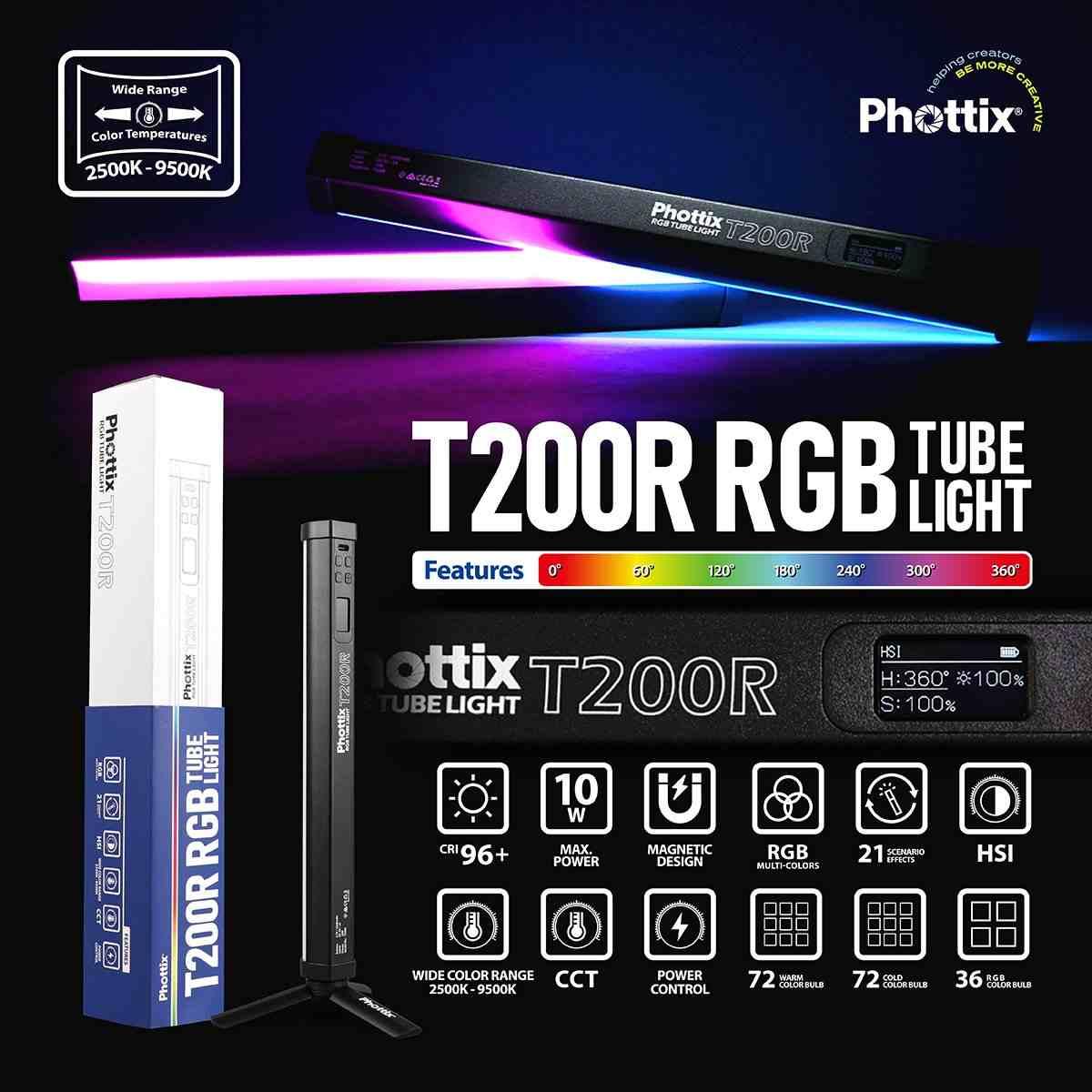 Illuminatore phottix t200r rgb tube light