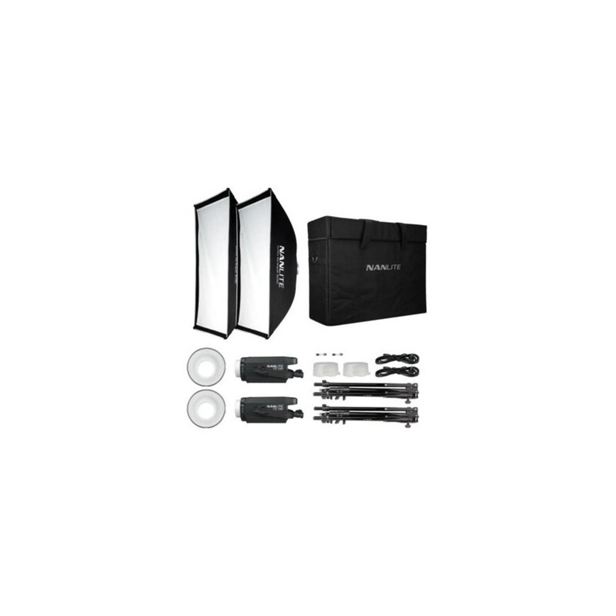 Illuminatore NANLITE FS-200 KIT CON SOFTBOX 60X90 E STATIVI - 2 LED