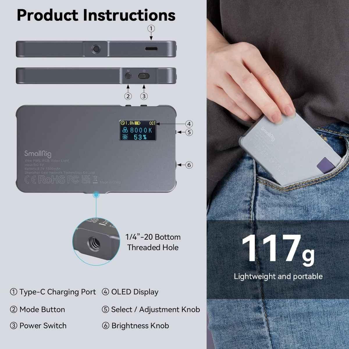 Illuminatore smallrig light vibe p96l 3489b