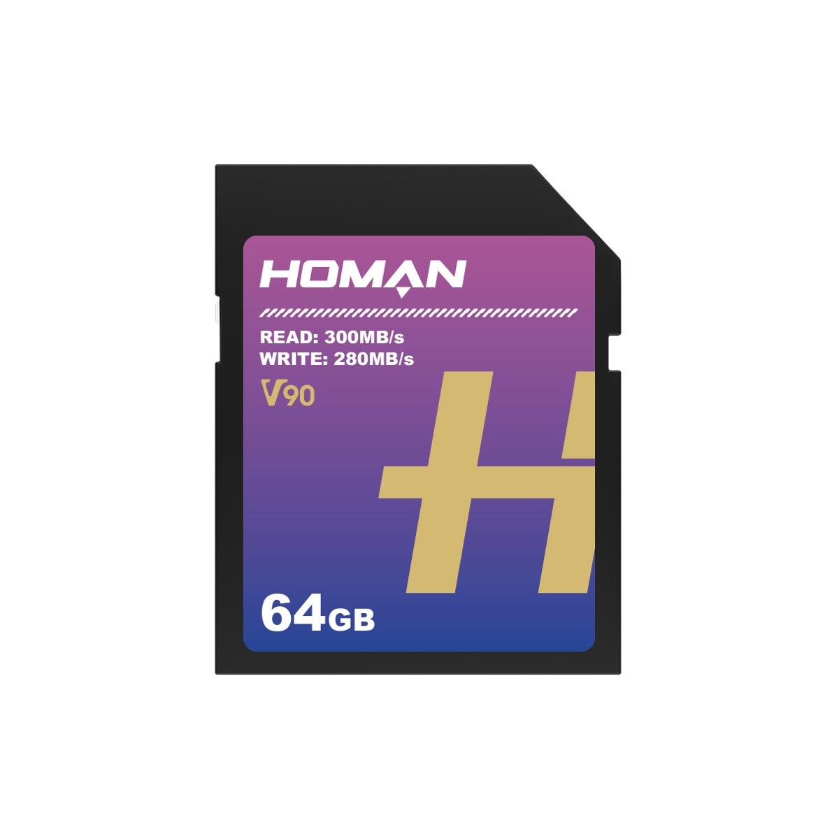 HOMAN UHS II SD CardV90) 64 GB read 300mb/s write 280 mb/s
