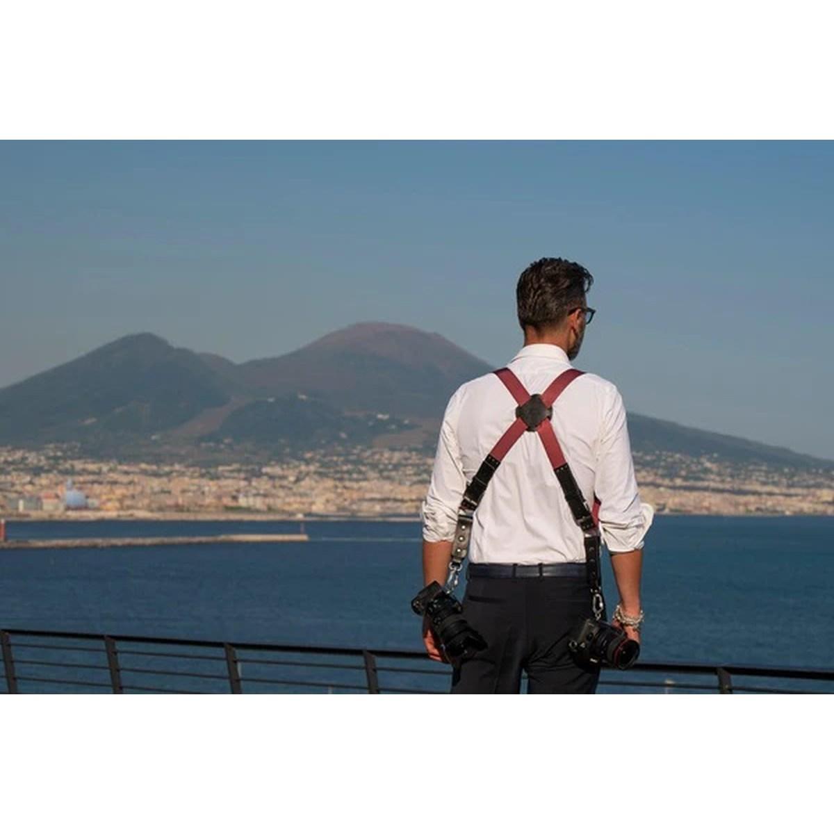 Tracolla NICE ONE Power Easy Doppia, tessuto e pelle -Bordeaux