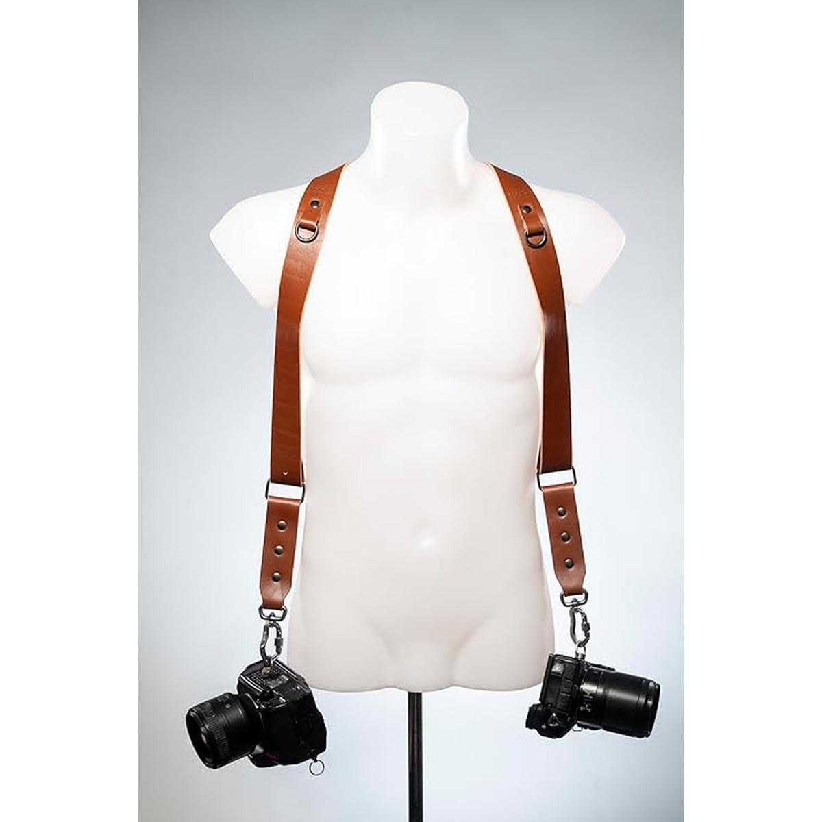 Tracolla NICE ONE Power Doppia in pelle- Cognac