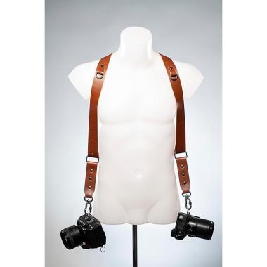 Tracolla NICE ONE Power Doppia in pelle- Cognac