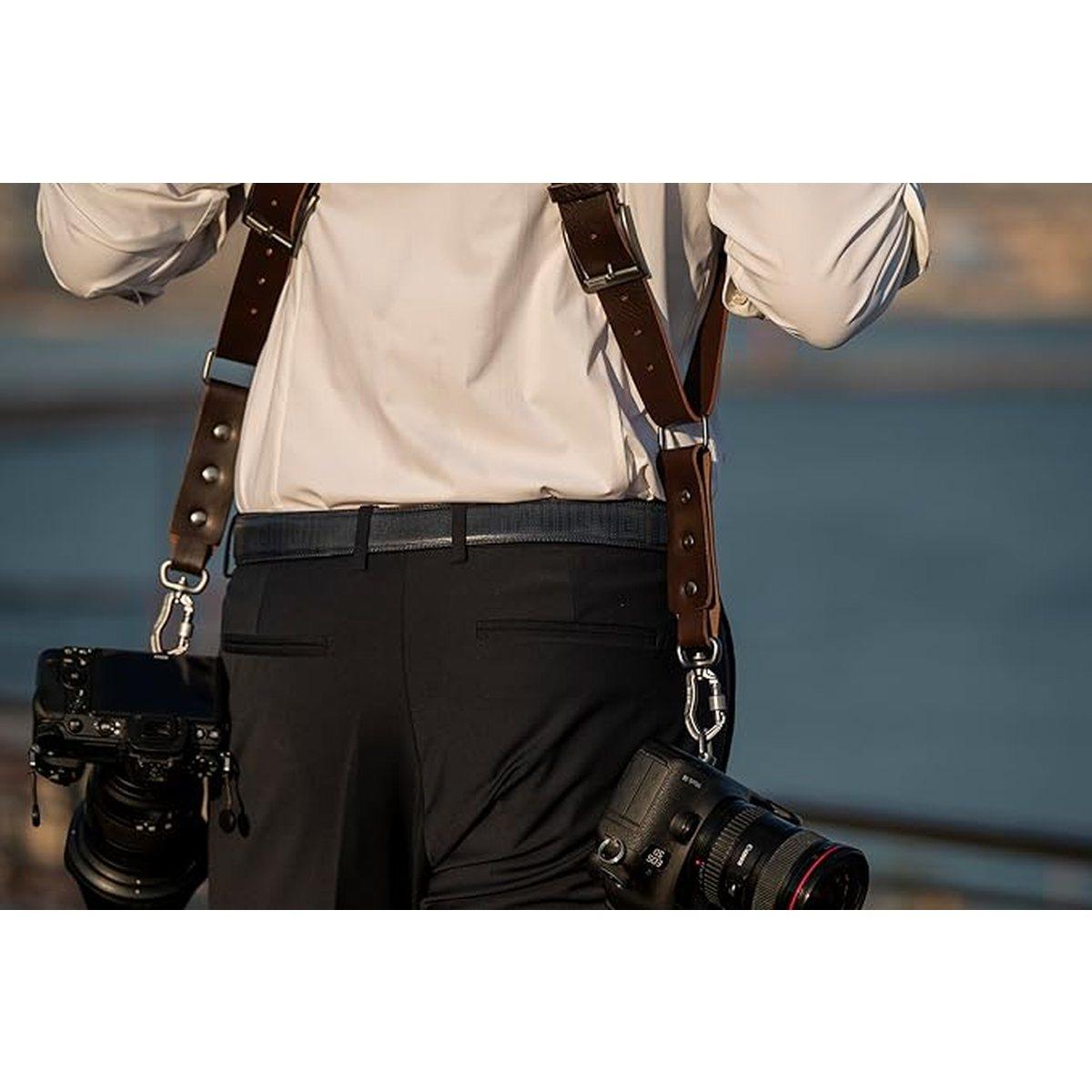 Tracolla NICE ONE Power Doppia in pelle- Testa di moro