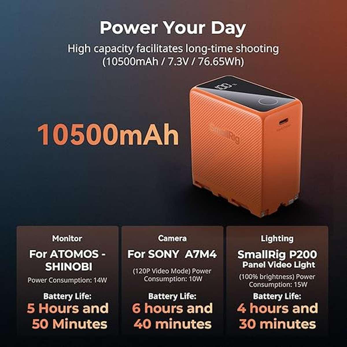 SmallRig 4576 batteria ricaricabile USB-C NP-F970 (orange)