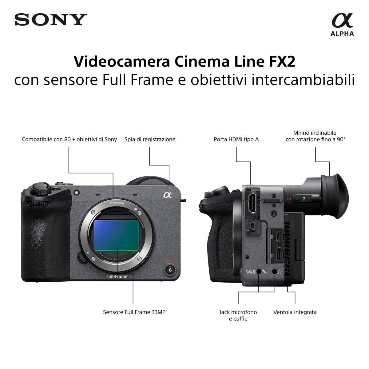 Sony Alpha Cinema Line FX2 con impugnatura XLR - Garanzia SONY Italia