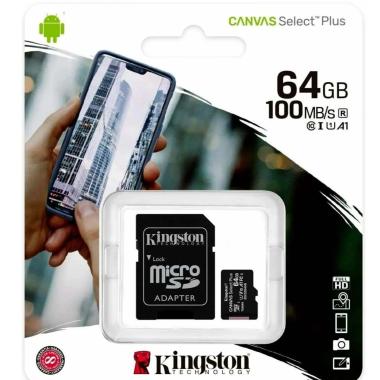 Card micro Sd 64GB 100mb/s Kigston Canvas Select Plus