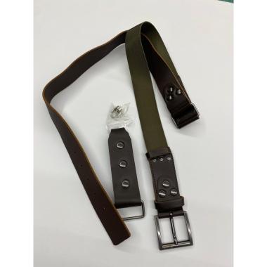 Tracolla Nice One Singola pelle nera e stoffa verde militare.