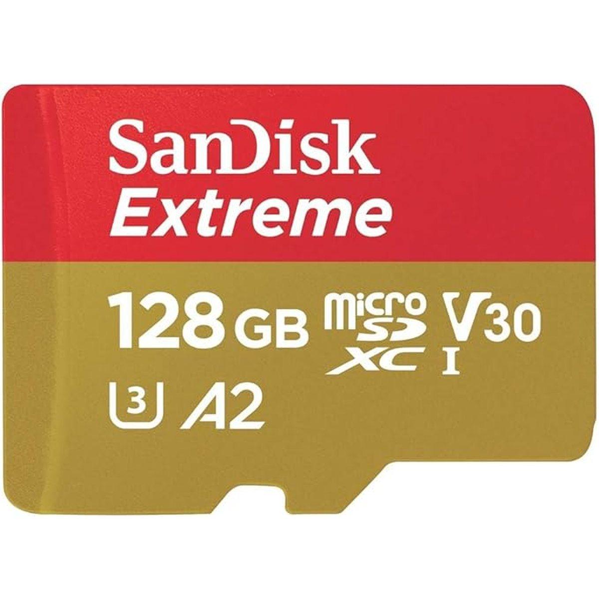 Card Sandisk micro sdxc Extreme 128 gb 190 mb/s read 90 write 4K UHD + Adattatore sd
