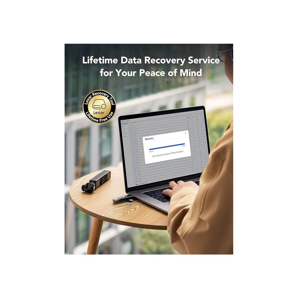 Card lexar microsdxc 64gb bipack silver plus v3 a2 write 100 mb/s read 205 mb/s