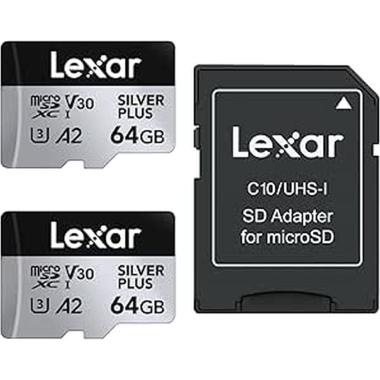 Card lexar microsdxc 64gb bipack silver plus v3 a2 write 100 mb/s read 205 mb/s
