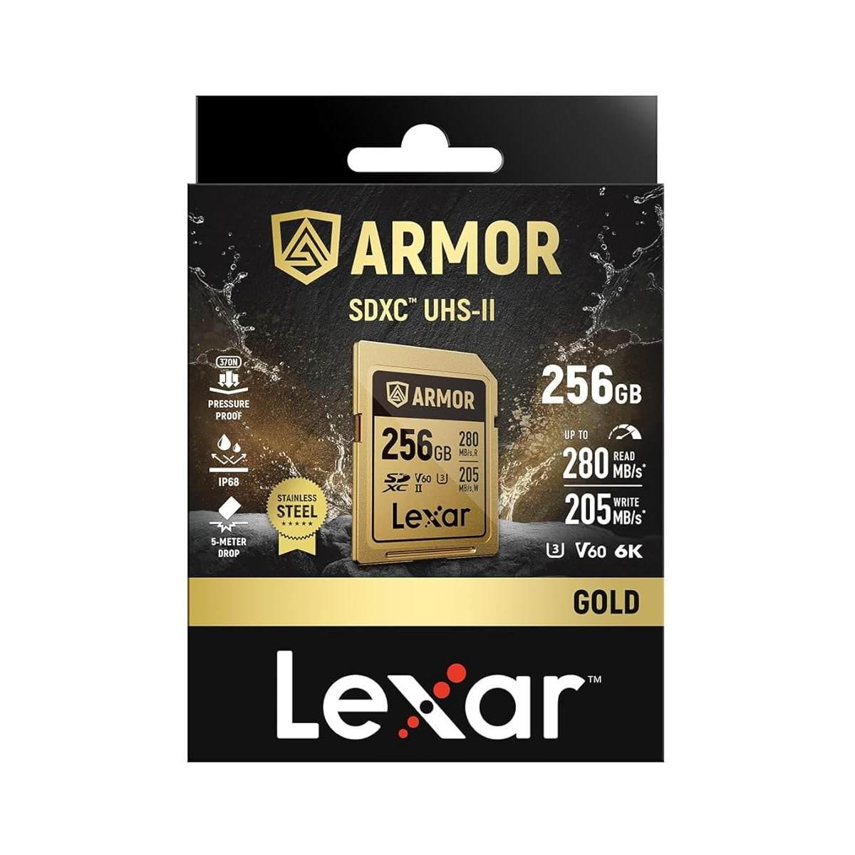 CARD LEXAR 256GB ARMOR GOLD SDXC UHS-II V60 IP68 R-280MB/s W-205MB/s