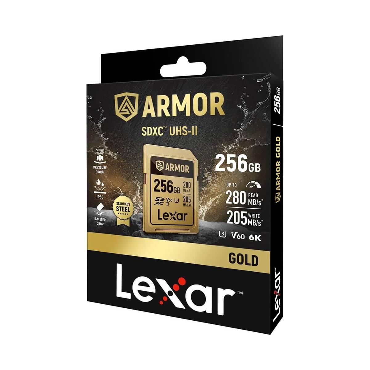 CARD LEXAR 256GB ARMOR GOLD SDXC UHS-II V60 IP68 R-280MB/s W-205MB/s