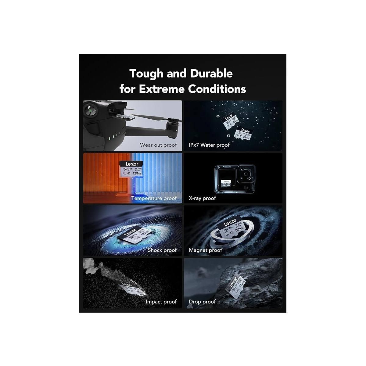 Card lexar microsdxc 128gb bipack silver plus