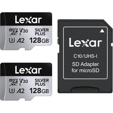 Card lexar microsdxc 128gb bipack silver plus