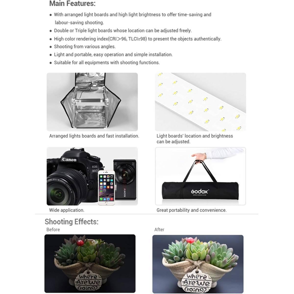 Gabbia GODOX LST80 MINI STUDIO BOX 80X80X80 CM con luci led