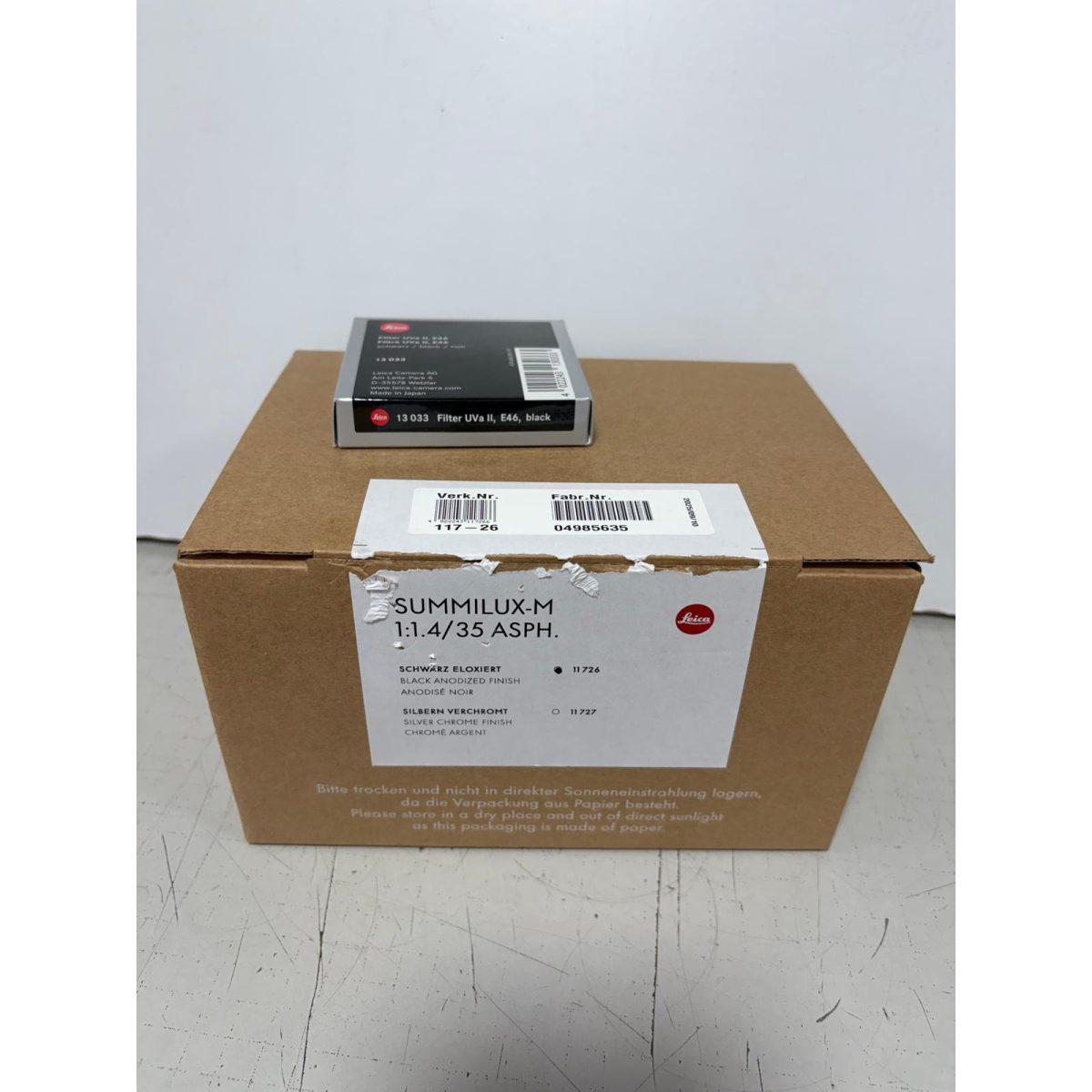 USATO LEICA SUMMILUX-M 35/f 1.4 ASPH., black anodized finish PARI AL NUOVO +OMAGGIO FILTRO UVA II E 46 LEICA- DATA ACQUISTO 18/02/2026 CON IVA 22% DEDUCIBILE